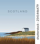 Vector illustration. Scotland. Travel poster, banner, postcard, cover, greeting card, packaging. Tourism, travel, nature. Modern design.