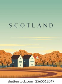 Vector illustration. Scotland UK. Poster, postcard, banner. Modern design. Travel.