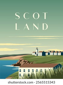 Vector illustration. Scotland United Kingdom. Travel poster, banner, postcard, cover. Modern design.