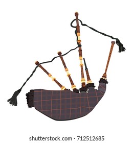 Vector illustration of scottish bagpipe. Wind musical instrument in flat style.