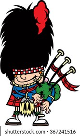 Vector illustration of Scottish bagpiper