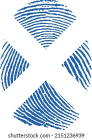 Vector illustration of the scottish flag in the shape of a fingerprint