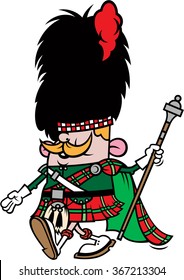 Vector illustration of Scottish pipe band major