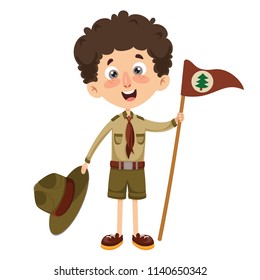 Vector Illustration Of A Scout Kid
