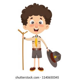 Vector Illustration Of A Scout Kid