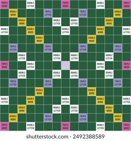 Vector illustration of a Scrabble game board. The design features a detailed layout of the classic word game, with squares for letters and special bonus tiles.