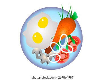 Vector illustration. Scrambled and chicken leg.