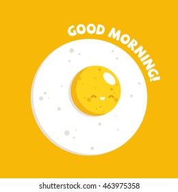 vector illustration scrambled eggs on yellow background