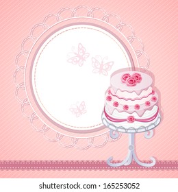 vector illustration   scrapbooking card with cake on the vintage background- eps10