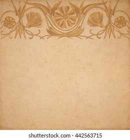 Vector illustration of scrapbooking parchment paper with flower ornament