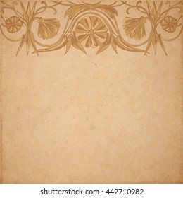 Vector illustration of scrapbooking parchment paper with flower ornament