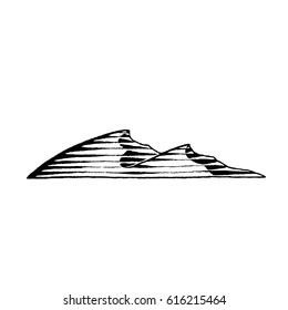 Ilustración vectorial de un dibujo en tinta de cartón de pizarra de dunas de arena