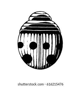 Vector Illustration of a Scratchboard Style Ink Drawing of a Ladybug