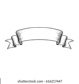Vector Illustration of a Scratchboard Style Ink Drawing of an Old Banner