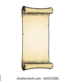 Vektorgrafik einer Scratchboard Style Tinte Zeichnung eines alten Banners mit Beige Füllung