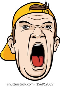 Vector illustration of screaming man face