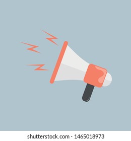 Vector illustration of screaming megaphone, concept of advertising social networks with a loudspeaker in flat style