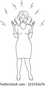 Vector Illustration Of A Screaming Woman.Psychology, Depression, Bad Mood, Stress. Stress At Work.