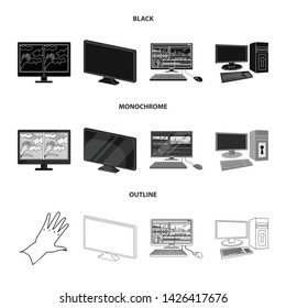 Vector illustration of screen and computer sign. Collection of screen and mockup stock symbol for web.