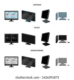 Vector illustration of screen and computer symbol. Collection of screen and mockup stock symbol for web.