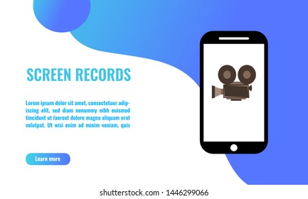 Vector illustration of screen records on mobile phone. mobile evidence concept, 