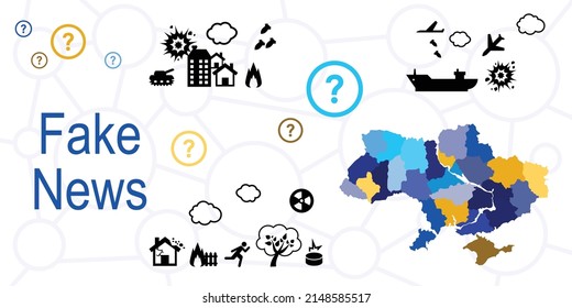 vector illustration for screens and war icons for ongoing armed conflict fake news about Ukraine