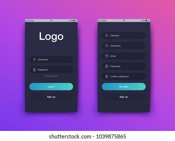 Vector Illustration of screens and web concept. Interface UX, UI GUI screen template for web site banners. Sign up