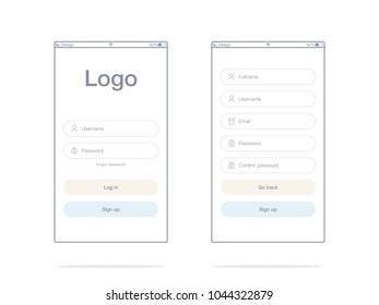 Vector Illustration of screens and web concept. Interface UX, UI GUI screen template for web site banners. Sign up