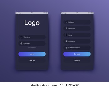 Vector Illustration of screens and web concept. Interface UX, UI GUI screen template for web site banners. Sign up