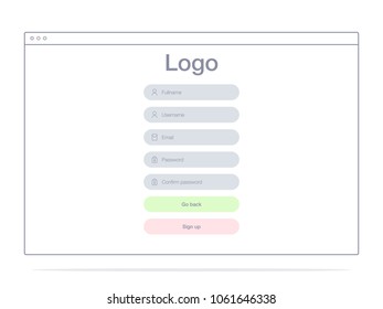 Vector Illustration of screens and web concept. Interface UX, UI GUI screen template for web site banners. Create account