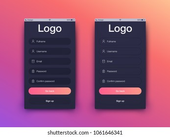 Vector Illustration of screens and web concept. Interface UX, UI GUI screen template for web site banners. Create account