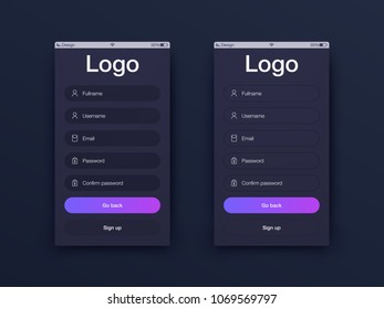 Vector Illustration of screens and web concept. Interface UX, UI GUI screen template for web site banners. Sign up