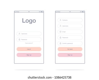Vector Illustration of screens and web concept. Interface UX, UI GUI screen template for web site banners. Sign up