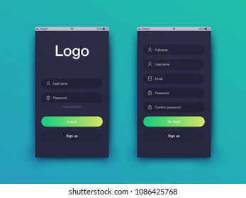 Vector Illustration of screens and web concept. Interface UX, UI GUI screen template for web site banners. Sign up