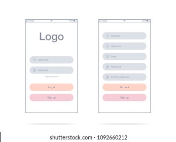 Vector Illustration of screens and web concept. Interface UX, UI GUI screen template for web site banners. Sign up