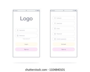 Vector Illustration of screens and web concept. Interface UX, UI GUI screen template for web site banners. Sign up