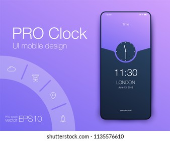 Vector Illustration of screens and web concept. Interface UX, UI GUI screen template for web site banners. Clock