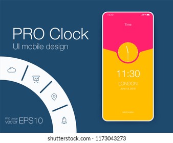 Vector Illustration of screens and web concept. Interface UX, UI GUI screen template for web site banners. Clock