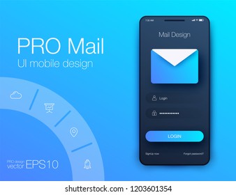 Vector Illustration of screens and web concept. Interface UX, UI GUI screen template for web site banners. Sign up. Mail design