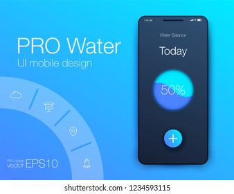 Vector Illustration of screens and web concept. Interface UX, UI GUI screen template for web site banners. Sign up. Water balance