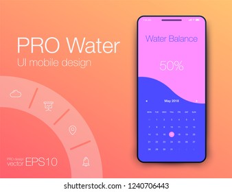 Vector Illustration of screens and web concept. Interface UX, UI GUI screen template for web site banners. Sign up. Water balance