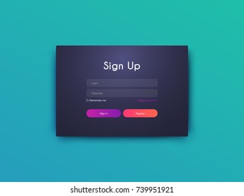 Vector Illustration of screens and web concept. Interface UX, UI GUI screen template for web site banners. Sign up