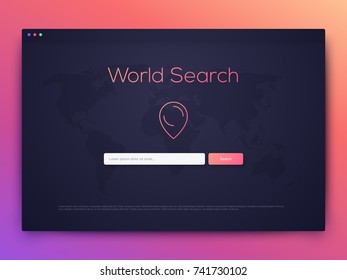 Vector Illustration of screens and web concept. Interface UX, UI GUI screen template for web site banners. World search