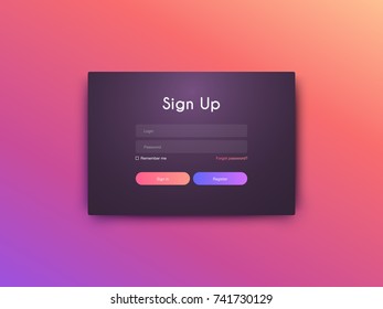 Vector Illustration of screens and web concept. Interface UX, UI GUI screen template for web site banners. Sign up