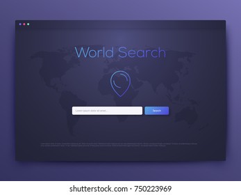 Vector Illustration of screens and web concept. Interface UX, UI GUI screen template for web site banners. World search