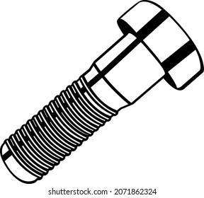 Vector illustration of a screw drawn in black and white