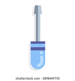 vector illustration of a screwdriver in blue color.  illustrations for workers, tools, repair, automotive, web.  minimalist flat design