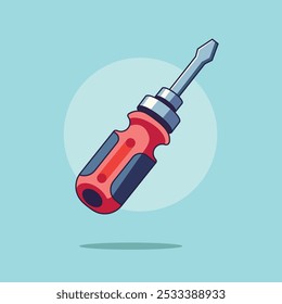 Vector illustration Screwdriver. Vector design Mechanic Screwdriver. Screwdriver repair Vector Cartoon design illustration and icon