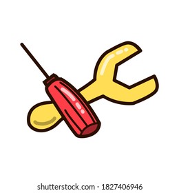 Vector illustration of a screwdriver and hand tool