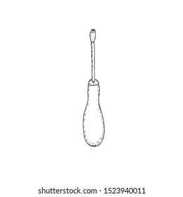 Vector illustration of a screwdriver for repair in sketch style. Suitable for all types of design.